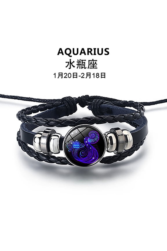 Kiplyki Men's And Women's Bracelets Twelve Constellation Leather Rope Bracelet