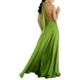 thumbnail image 2 of B91xZ Robes Formelles Grande Taille Mode Fendue Cuisse Bretelles Spaghetti Robe Midi Florale, Vert m, 2 of 3