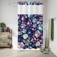 thumbnail image 6 of No Hook Shower Curtain, Jewelry Shower Curtains for Bathroom with See Through Top Window, Blue Purple Gemstone Classic Black Waterproof & Washable Bath Curtain Small Stall 36"x78", 6 of 9