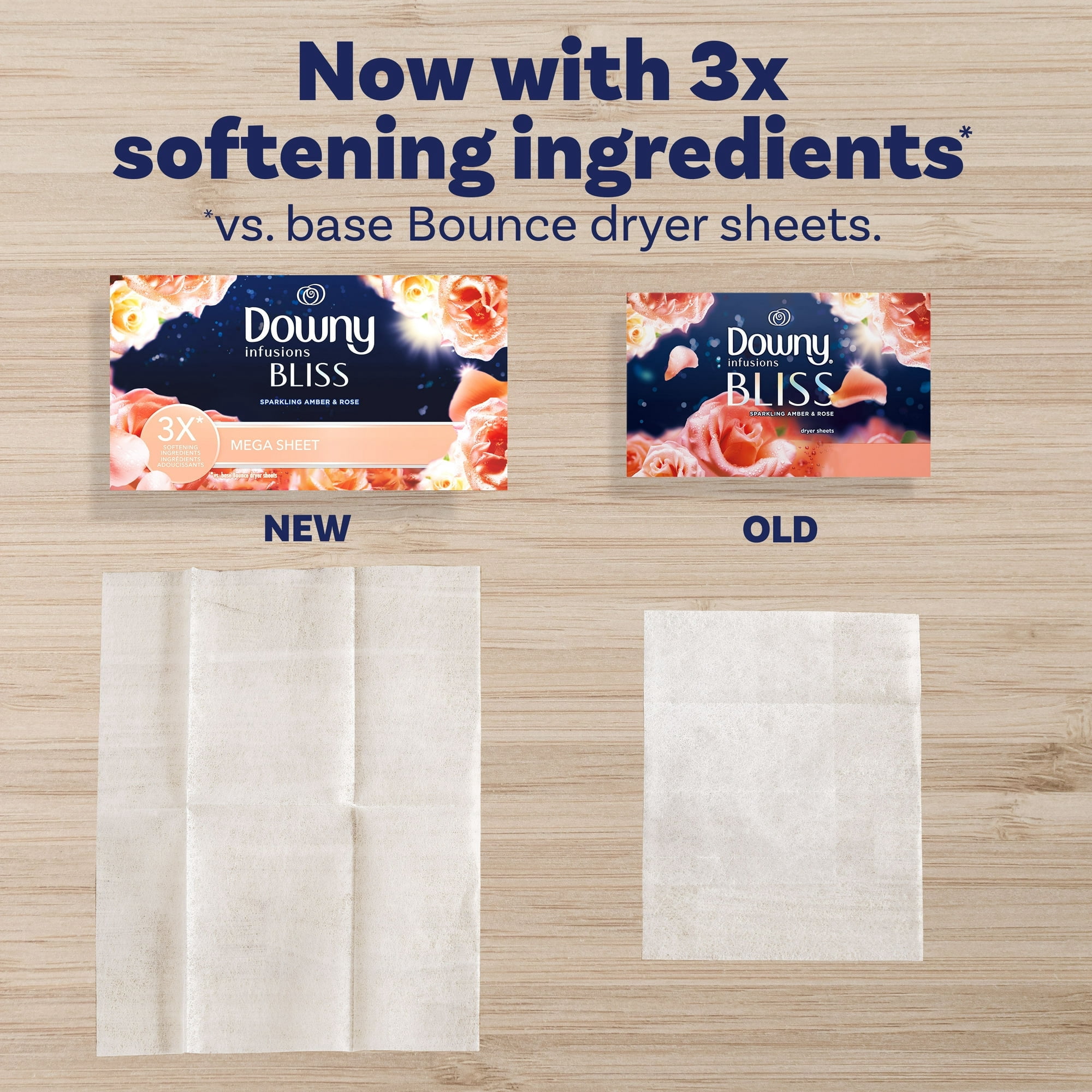 Downy Infusions Mega Dryer Sheets, BLISS, Amber and Rose, 80 Count  ( 2 Packs )