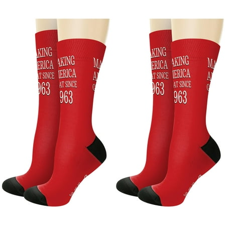 

Sixtieth Birthday Gifts Making America Great Since 1963 60th Bday Gifts 2-Pairs Novelty Crew Socks