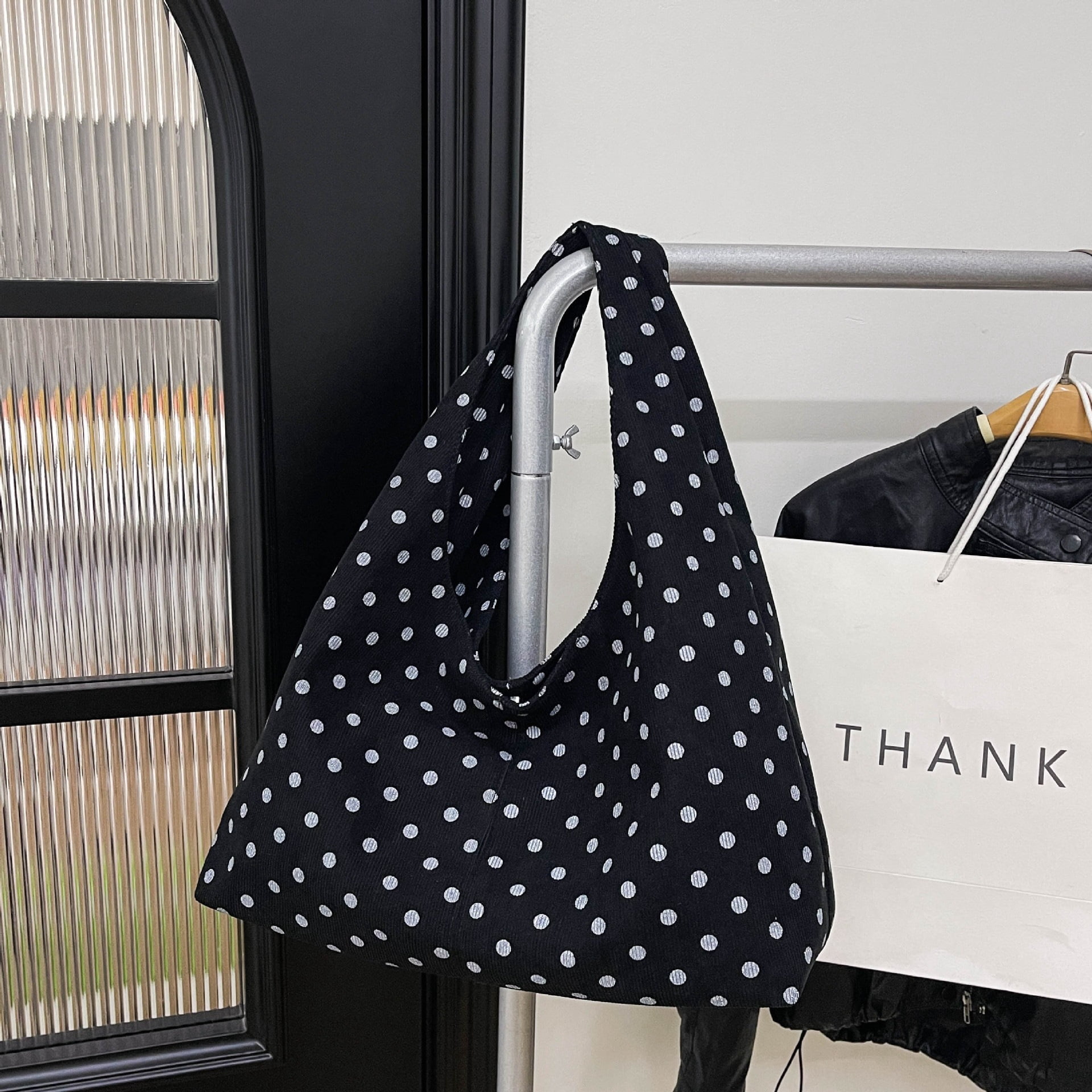 SPEKSEE Polka Dot Hobo Bag for Women Trendy Slouchy Shoulder Bag Soft Handbag Underarm Purse For Work Travel