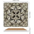 thumbnail image 4 of GZHJMY Printed Square Marble with Classic Floral Medallion Ceramic Coasters with Cork-Backed for Coffee Drink Cup Mat Absorbent Stone Coaster Set of 4, 4 of 4