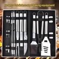 thumbnail image 2 of Juego de 18 herramientas para parrilla de barbacoa de alta resistencia: espátula, tenedor y pinzas de acero inoxidable extra grueso. Kit completo de accesorios para barbacoa en estuche de al, 2 of 5