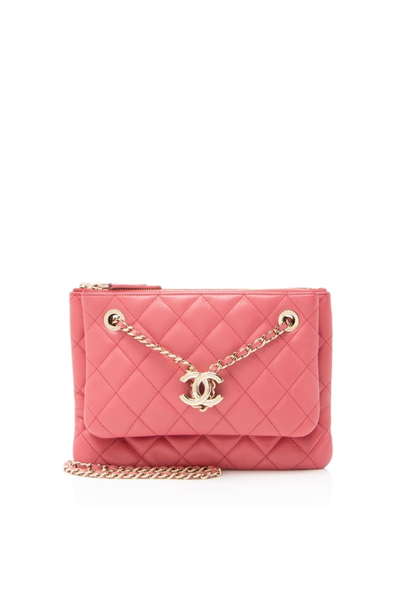Pre-Owned Chanel Quilted Lambskin Double Case with Chain