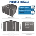 thumbnail image 6 of 10 x 8 FT Outdoor Storage Shed, Large Metal Storage Shed, Lockable Door and Air Vent, Clear Window Garden Tool Shed for Bicycles, Tools, Lawnmowers, Backyards, Patios, Lawns - Gray, 6 of 9