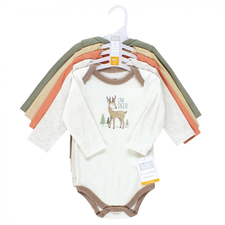 Hudson Baby Long-Sleeve Cotton Bodysuits, 5-Pack photo 2
