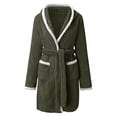 thumbnail image 4 of RXIRUCGD Mode Femmes Décontracté Uni Manches Longues Dames Ample Poche Garder au Chaud Peignoirs Faux Velours Tenue de Nuit Robe Chemises de Nuit( Vert, Taille:L ), 4 of 7