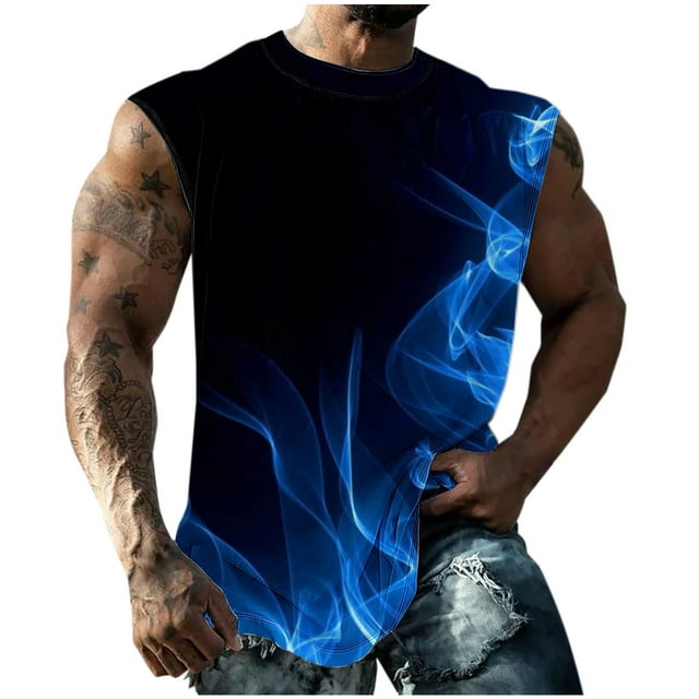 Gilet Sans Manches pour Hommes Chandail Décontracté Col Rond Motif Imprimé 100 % Polyester