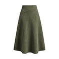 thumbnail image 4 of IUYRTFE Women's Faux Suede Midi Skirt High Waist Elastic Back A Line Flared Skirt with Zipper, 4 of 8