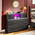 thumbnail image 3 of CRXX Dresser for Bedroom with Power Strip & LED, 8 Drawers Dresser with Extra 2 Open Shelves for Storage & Organization, Small Chest of Drawers for Closet, Hallway,Entryway-Black, 3 of 9