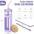 thumbnail image 2 of Fuliko 24oz Tumbler with 2 and Straws, Cup With Lid and -the-go Lid, Iced Drink Container, for Smoothies, Beverages, Cup Holder , (1,, 2 of 7