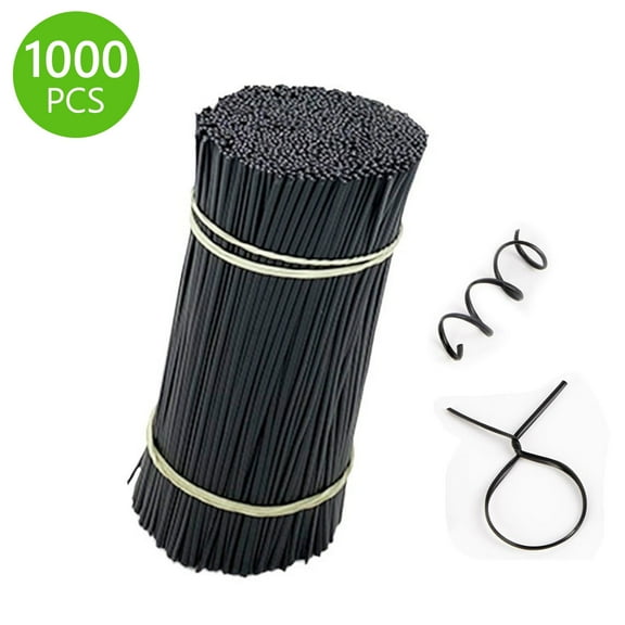 Tripumer 1000 Pcs Coated Iron Twist Ties Plastic Twist Tie Plant Ties for Plants Party Cello Candy Gift Bags Cake Black