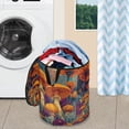 thumbnail image 5 of 50L Extra Large Popup Hamper Collapsible Laundry Basket With Zippered Lid 15.7x18.5in Full Of Mushrooms, 5 of 7
