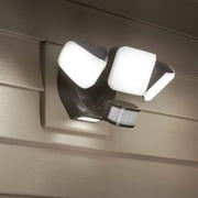 Beams Wired Floodlight - 3-Head Outdoor Motion Sensing LED Security Light, 4100 lumens with Cascading Wall Wash, 1-Pack, Bronze