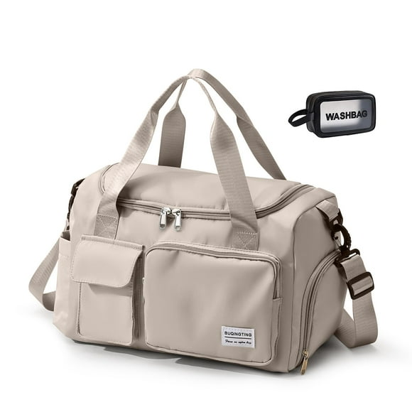 Bolsa de gimnasio BEULPTN impermeable de viaje para mujer, color beige