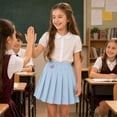 thumbnail image 4 of School Uniform Skirts Solid Bow Embroidery Pleated Mini Skirt High Waist Tennis Skirts, 4 of 5