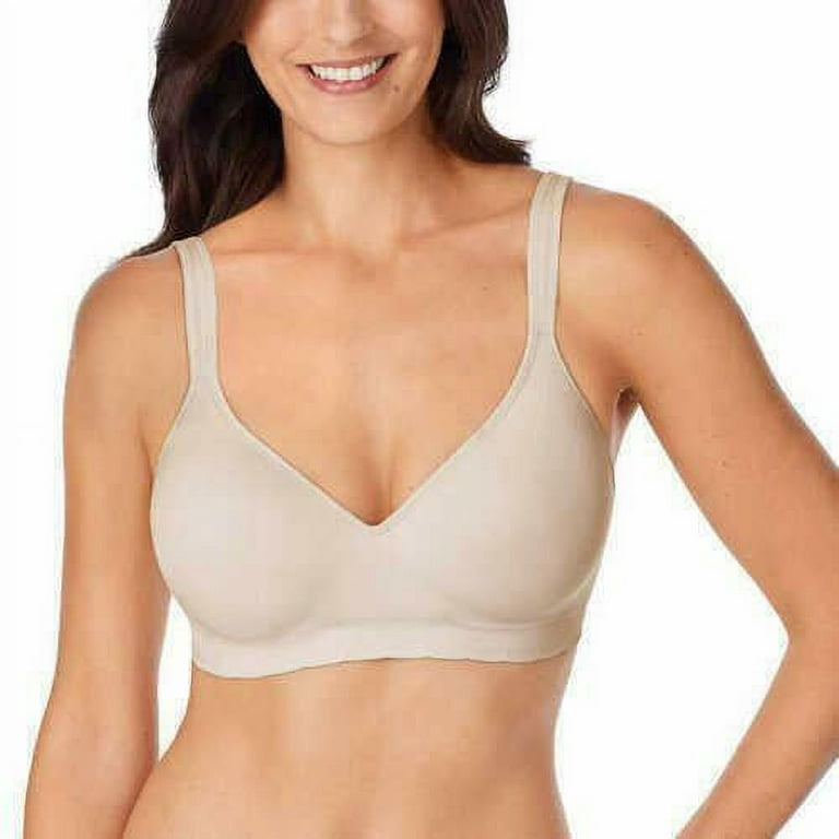 Carole Hochman Seamless Comfort Bra Wire Free Molded Cups Comfort Straps (2  Pack) (Large, Black - Nude) 