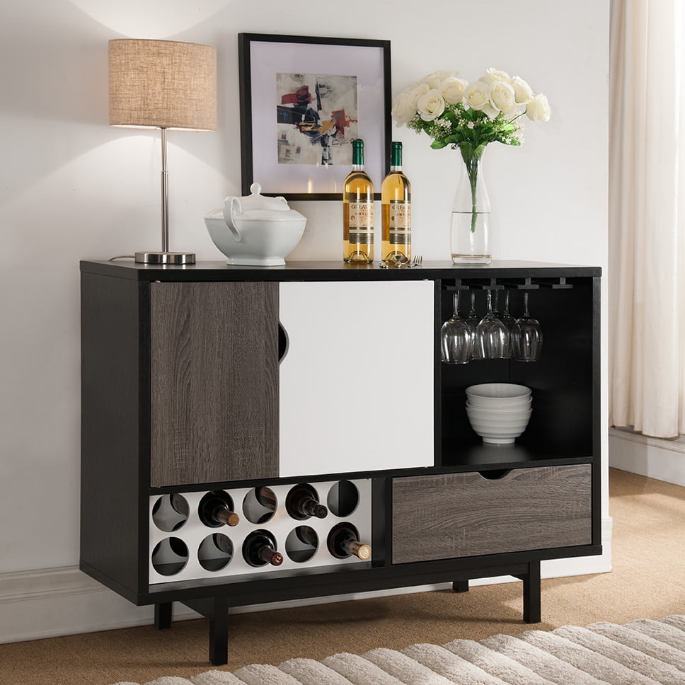 Mid Century Modern Buffet with 10 Wine Bottle Compartments