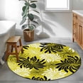 thumbnail image 4 of Area Rug 48in, Black White Chrysanthemum Floor Carpet Living Room Rug, Vintage Blossom Flower on Yellow Non-Slip Welcome Mat Indoor Rugs for Bedroom Dining Room, 4 of 9