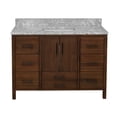 thumbnail image 2 of California 48" Bathroom Vanity with Walnut Cabinet and Carrara Marble Top, 2 of 6