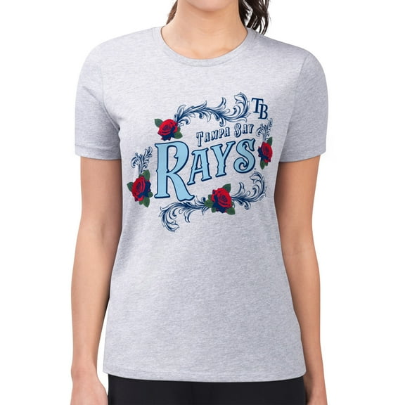 Women's G-III 4Her by Carl Banks  Gray Tampa Bay Rays Super-Slim Fit Lightweight Retro Roses T-Shirt