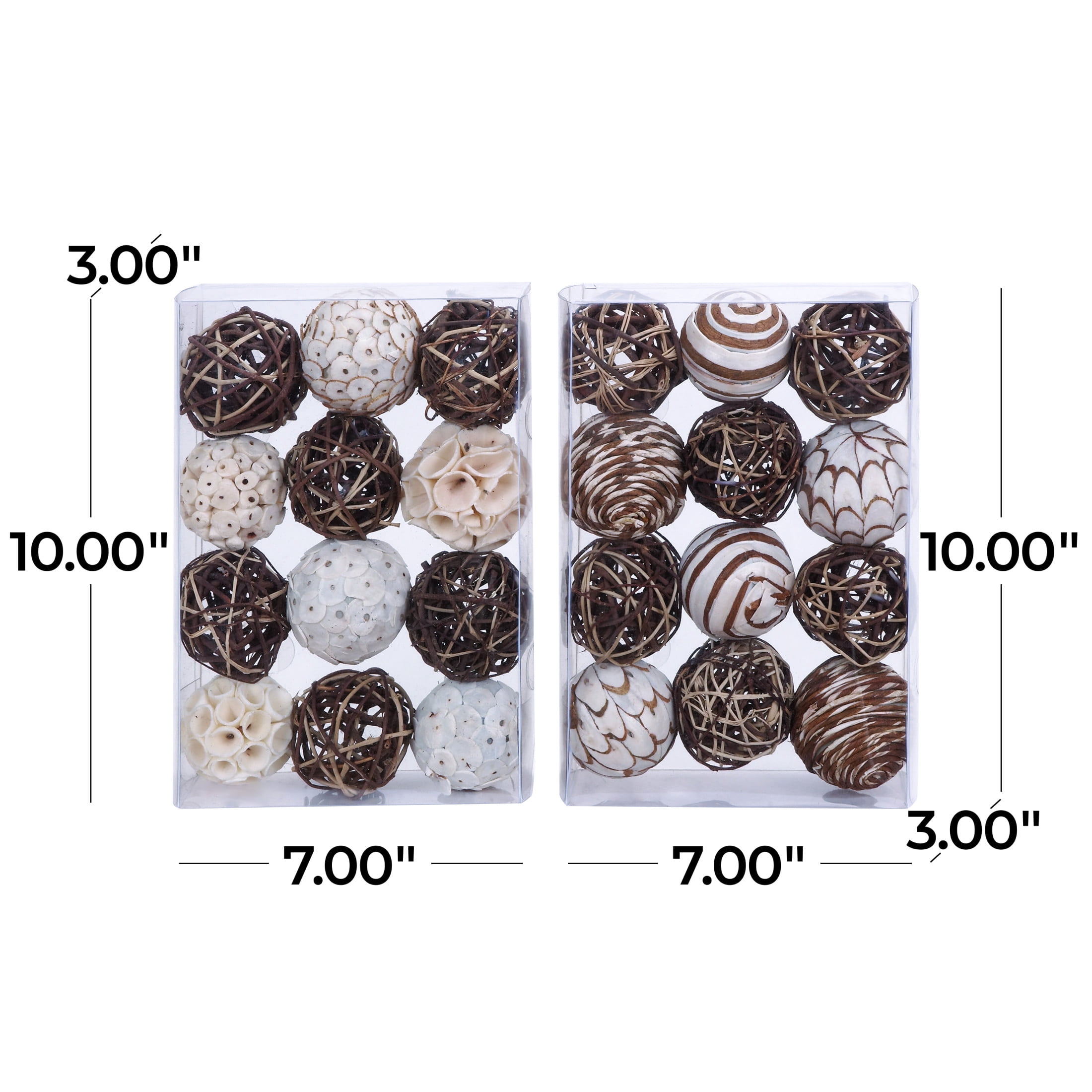 DecMode Brown 7" Handmade Dried Plant Orbs & Vase Filler with Varying Designs (2 Count)