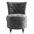 thumbnail image 7 of BELLEZE Throne Royal Chair Set of 2, Button-Tufted Accent Chair, Upholstered Velvet Chair, Low Back Armless Chair with Thick Padding and Rubberwood Legs - Malik (Grey), 7 of 7
