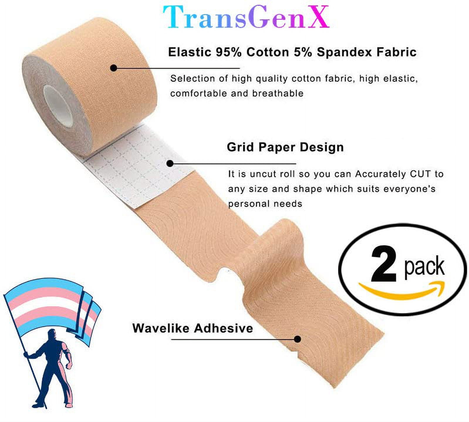  BaronHong Trans Tape - Best Trans FTM Binder for Chest Binding  (3 Pack), White, Small : Ropa, Zapatos y Joyería