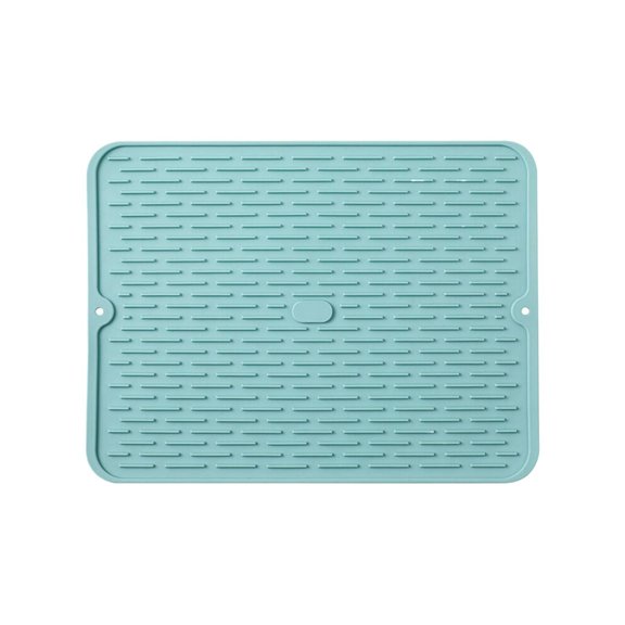 WMGHA 2024 Upgraded Silicone Dish Drying Mat - Heat-Resistant Sink Tray with Raised Edges, Fast-Draining Stone Texture for Kitchen Countertops (Easy Clean)