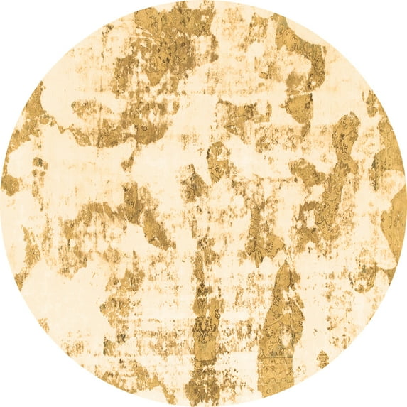 Ahgly Company Indoor Round Abstract Brown Modern Area Rugs, 7' Round