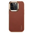 thumbnail image 1 of For iPhone 13 Pro Electroplating Back Cover Genuine Cow Leather Coated PC Protective Phone Case, 1 of 4