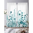 thumbnail image 3 of Teal Spring Floral Sheer Curtains 84 Inch Length 2 Panels Set, Watercolor Flowers Elegant Pastoral Voile Window Treatment Rod Pocket Curtains Sheers Drapes for Bedroom/Living Room/Kitchen 52"x84"x2, 3 of 7