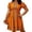 Orange, variant on Womens Plus Size Dresses Vintage Bohemian Ethnic Floral Print Dress Short Puff Sleeve Midi Dress with Slit Casual Mexican Dresses