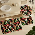 thumbnail image 6 of Girls Cute Strawberry 4 Pcs Shower Curtain Set Bathroom Set Cartoon Tropical Fruit Strawberry Daisy Floral Design Shower Mat Shower Curtain with Rug 12 Hooks,72" W x 72" L, 6 of 8