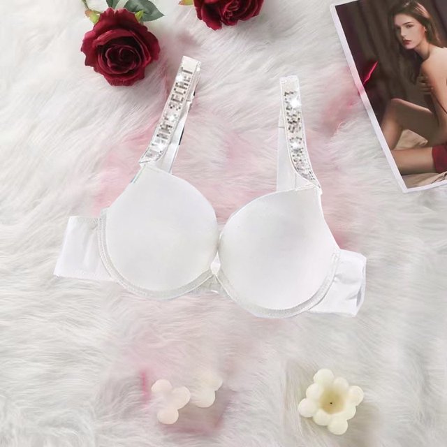 Logo pechos grandes cómodas correas de hombro sin costuras reunidos ropa interior secreta rhinestone Victoria OLVJ Gao Jiahui unisex