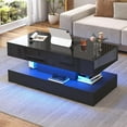 thumbnail image 4 of ChVans 39.4" Large Lift Top Coffee Table with Charging Station & LED Lights, Black High Glossy LED Coffee Table with Hidden Compartment Storage, Modern Living Room Tables, 4 of 7