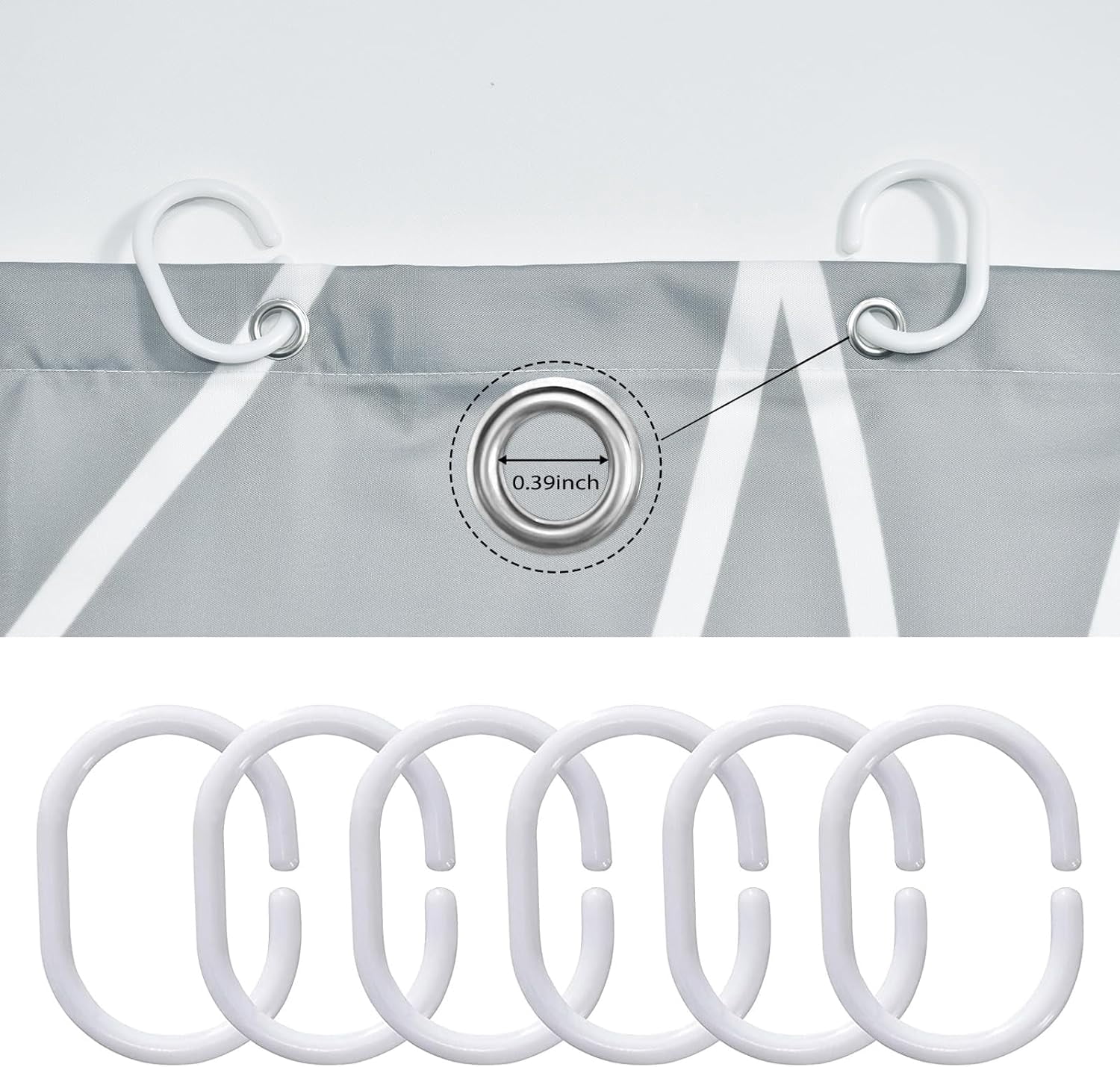 Light Grey Shower Curtain for Bathroom with Hooks,Shower Curtain Set Stripe Bath Curtains Decorative White Shower Curtains Weighted Hem Water Repellent Washable, 72x84