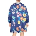 thumbnail image 2 of Wearable Oversized Blanket,Pioneer Flower Floral Print Pattern Wearable Blanket Hoodie for Adults,Cozy Hooded Blankets with Super Pockets,Super Warm Fuzzy Pullover for Women & Men, 2 of 6