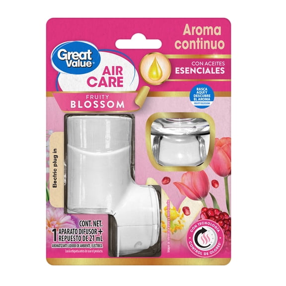 Aromatizante de ambiente continuo Great Value Fruity Blossom 1 aparato difusor eléctrico y 1 repuesto