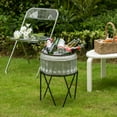 thumbnail image 3 of Silver Galvanized Metal Ice Bucket Beverage Cooler Tub with Stand, 3 of 10