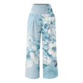 thumbnail image 3 of USNSM Women's Cotton Linen Palazzo Pants 2024 Loose Fit Summer Floral Printed High Waist Stretchy Wide-Leg Trousers with Pockets Blue S, 3 of 4