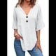 thumbnail image 1 of Camiseta de y Algodón para Mujer, Informal, con Doble Botón Frontal, Abierta, Gris, Talla M, 1 of 3