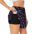 thumbnail image 1 of Balery Colorful Insects Pantalones cortos deportivos para mujer con forro y dos bolsillos, elásticos, para entrenamiento, gimnasio, yoga-Large, 1 of 7