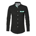 thumbnail image 4 of Mens Digital 3D Printing Style Holiday Seaside Beach Long Sleeved Shirt Top with Color Matching Design Black XL, 4 of 4