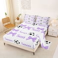 thumbnail image 2 of Erosebridal Purple Bows Queen Sheet Sets For Girls,Football Ball Game Kids Bed Set 4pcs, 2 of 6
