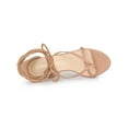 thumbnail image 4 of BLISSFUL STEP Women's Lace Up Heels Block Heel Flip Flops Sandals Nude 10, 4 of 7