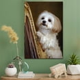 thumbnail image 2 of Havanese Cute Dog Harp Stretched Canvas Size 8x12 – Retro Havanese Dog Batter in Action With Harp for Themed Living Room, 2 of 5