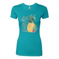 thumbnail image 2 of Pineapple Stand Tall Wear Crown And Stay Sweet Inside Arty Inspirational Pop Culture Womens Slim Fit Junior Tee, Tahiti Blue, X-Large, 2 of 3