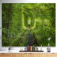 thumbnail image 2 of Designart 'Lush Green Forest around Rail Way Tunnel ' Landscape Print on Natural Pine Wood, 2 of 5